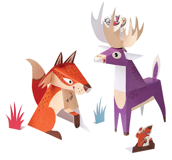 Pop-out and Play Animals (deer and fox)